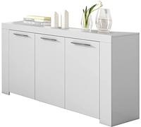 Salone-negozio-online Credenza con Tre Porte con Tre Ripiani Interni, Colore Bianco Opaco, Dimensioni 144 x 80 x 42 cm