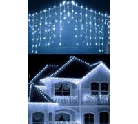 Salone Negozio Online Luci di Natale 4 x 0,60 Metri Cascata Luminosa LED per Interni ed Esterni (Bianco Freddo)