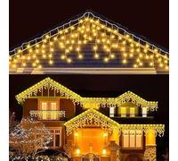 Salone Negozio Online Luci di Natale 4 x 0,60 Metri Cascata Luminosa LED per Interni ed Esterni (Bianco Caldo)