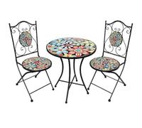 Salone Negozio Online Set per esterno giardino tavolo e 2 sedie con inserti in ceramica modello Antibes