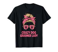 Salone per Cani Crazy Dog Groomer Lady Dog Grooming Maglietta
