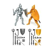 SALONIKA T13 Action Figure, Dummy 13, Action Figure, Cavaliere Medievale, Set di 2 Figure, 15 Giunti, 8 Accessori, Oro e Argento (Bianco e Nero)