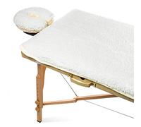 Saloniture Set per lettino da massaggio in pile e lettino per il viso, morbido e confortevole, spessore 1,27 cm, copertura per il letto e poggiatesta - naturale