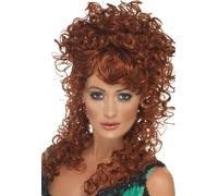 Saloon Ragazza Parrucca Carnevale Castano Ramato Cowboy Rosso Testa da Smiffys