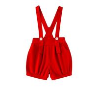 Salopette da bambina, con bretelle e pantaloncini, senza maniche, per l'estate, il battesimo, il matrimonio, le feste, per il tempo libero, morbido salopette con tasca, Z1 rosso, 100 cm