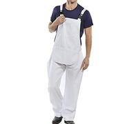 Salopette da uomo in cotone con bretelle e bretelle, per adulti, resistente, da lavoro, colore: bianco