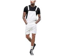 Salopette da uomo in jeans, pantaloni da lavoro, taglia corta, tuta elasticizzata, bianco, M