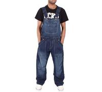 Salopette da uomo, pantaloni da lavoro, jeans con bretelle, tuta da uomo, gamba lunga, molte tasche, jeans da uomo, taglio largo, da lavoro, da uomo, Blu scuro, XXL