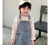 Salopette di jeans alla moda e cool da ragazzo, per uso all'aperto, a scuola e per strada, con patch a stella e tasche multiple, pantaloni con pettorina e pattina in jeans lavato 6Y,7Y,4Y,5YA strisceD