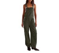 Salopette di velluto a coste da donna lunghe - Pantaloni da lavoro con bretelle regolabili a gamba larga, pantaloni in velluto a coste retrò, tuta con pettorina overall baggy comoda playsuit tinta