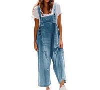 Salopette Donna Jeans Monopezzi Overall Casual Tuta Intera Gamba Larga Morbida Jumpsuit Regolabile Cinghie Playsuit Leggera Salopette Premaman Senza Maniche Oversize Con Tasche Pantaloni in Denim