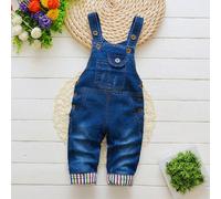 Salopette in denim semplice per bambino, primavera/autunno 6-9M,9-12M,18-24M,2-3YA strisceDenim