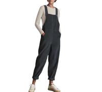 Salopette invernali da donna, salopette con tasche, con bretelle regolabili e alla moda, tute larghe da sci da donna, pantaloni, pagliaccetto, Grigio, L