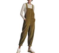 Salopette invernali da donna, salopette con tasche, con bretelle regolabili e alla moda, tute larghe da sci da donna, pantaloni, pagliaccetto, cachi, M