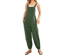 Salopette Nera Donna Cotone e Lino Gamba Larga Estiva Jumpsuit Comode Casual Tuta Intera Regolabile Cinghie Playsuit Con Tasche Salopette Premaman Vintage Senza Maniche Oversize Pantaloni Baggy