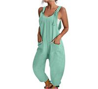 Salopette Nera Donna Estiva Comode Morbida Jumpsuit Gamba Larga Monopezzi Overall Tuta Intera Vintage Senza Maniche Regolabile Cinghie Pantaloni Baggy Oversize Playsuit Leggera Salopette Premaman