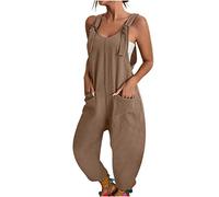 Salopette Nera Donna Estiva Comode Morbida Jumpsuit Gamba Larga Monopezzi Overall Tuta Intera Vintage Senza Maniche Regolabile Cinghie Pantaloni Baggy Oversize Playsuit Leggera Salopette Premaman