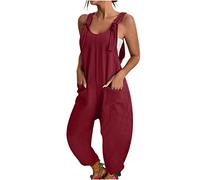 Salopette Nera Donna Estiva Comode Morbida Jumpsuit Gamba Larga Monopezzi Overall Tuta Intera Vintage Senza Maniche Regolabile Cinghie Pantaloni Baggy Oversize Playsuit Leggera Salopette Premaman