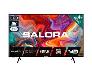 SALORA SMART24TV - Smart TV da 24 Pollici con Android - Display LED, HD Ready, Chromecast Integrato, Dolby Audio, Wi-Fi, Bluetooth, 3x HDMI - TV Compatta Ideale per Casa o Cucina