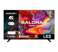 SALORA TV 50 Pollici, Televisore con 50 Pollici Display HD Smart TV Android, Sintonizzatore DVB-T2/S2 HEVC 10 | WiFi, compatibile per Netflix | Classe di Efficienza Energetica F LED | Nero
