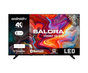 SALORA TV 50 Pollici, Televisore con 50 Pollici Display HD Smart TV Android, Sintonizzatore DVB-T2/S2 HEVC 10 | WiFi, compatibile per Netflix | Classe di Efficienza Energetica F LED | Nero