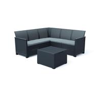 Salottino 4 Pezzi "Emma Corner" Flat Wicker Graphite 5 Posti