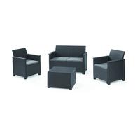 Salottino 4 Pezzi "Emma Lounge" Flat Wicker Graphite 4 Posti