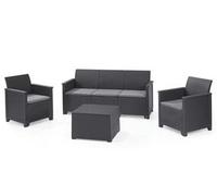 SALOTTINO 4 PEZZI EMMA LOUNGE FLAT WICKER GRAPHITE 5 POSTI - KETER