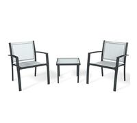 Salottino da esterno due poltrone un tavolino in acciaio Havana grigio