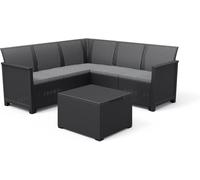 Salottino da Esterno Emma Corner Set 4 Pezzi in Resina Effetto Rattan con Div...