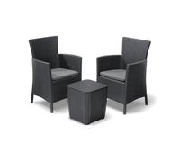 Salottino Da Balcone Poltrone Tavolino In Resina Con Cuscini Grigio Iowa Keter