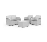 Salottino da Esterno Keter Rosalie Lounge 4PZ in Resina con Cuscini Bianco - K25