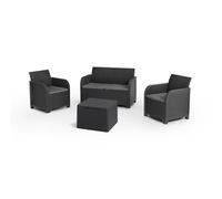 Salottino da Esterno Keter Rosalie Lounge 4PZ in Resina con Cuscini Grafite - K2