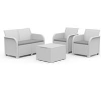 Salottino da Esterno Rosalie in Resina Effetto Rattan Colore Bianco