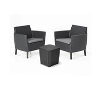 Salottino da Esterno Salemo Balcony Set 3 Pezzi in Resina Effetto Rattan con ...