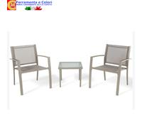 Salottino Da Esterno Tavolino Vetro 2 Sedie Balcone Giardino Set 3 Pezzi HAVANA