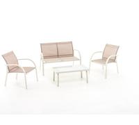 Salottino da Giardino 4 posti Bianco/Antracite Divanetto 2 Poltrone e 1 Tavolino