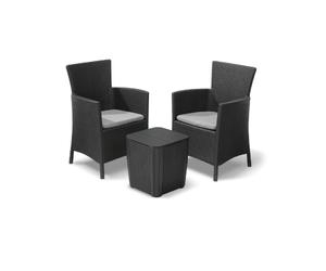 Salottino da giardino Iowa balcony polirattan graphite poltrone e tavolo esterno