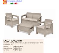 Salottino Esterno Set 4 Pz Tavolino Divano 2 Poltrone Balcone Giardino Sabbia