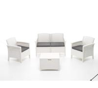 SALOTTINO LAGUNA 2 Posti Bianco con 2 poltroncine tavolino cuscini sfoderabili