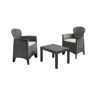 IPAE PROGARDEN Set Salotto da Giardino con Due Poltrone e Tavolino in PP effetto Rattan colore Bianco - AKITA BIANCO