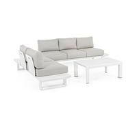 Salotto Angolare Da Esterno In Alluminio Con Cuscini Konnor Bianco Bizzotto