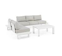 Salotto Angolare in Alluminio Bianco con Cuscini Konnor