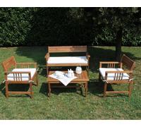 Cosma Moden Set salotto esterno Bali con divano, poltrone, cuscini e tavolino in legno