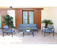 Salotto da giardino 5 posti con struttura in alluminio divano poltrone e tavolino Eracle