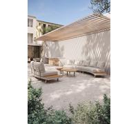 Salotto da giardino con 2 divani e 3 tavolini, Arya, Beige e legno di teak