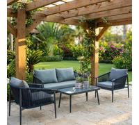 Salotto da Giardino Divano 2 Posti 2 Poltrone Grigio Scuro Phoenix VivaGarden