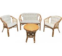 Salotto da giardino esterno, 4 Pezzi, Divano, Poltrone e Tavolino colore Bianco e Marrone