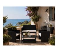 Salotto da giardino Garden Friend Valencia polyrattan nero 4 posti Nero