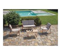 Set da Giardino Tinos In Ferro - Textilene Ecru' - Rosso Greenwood
